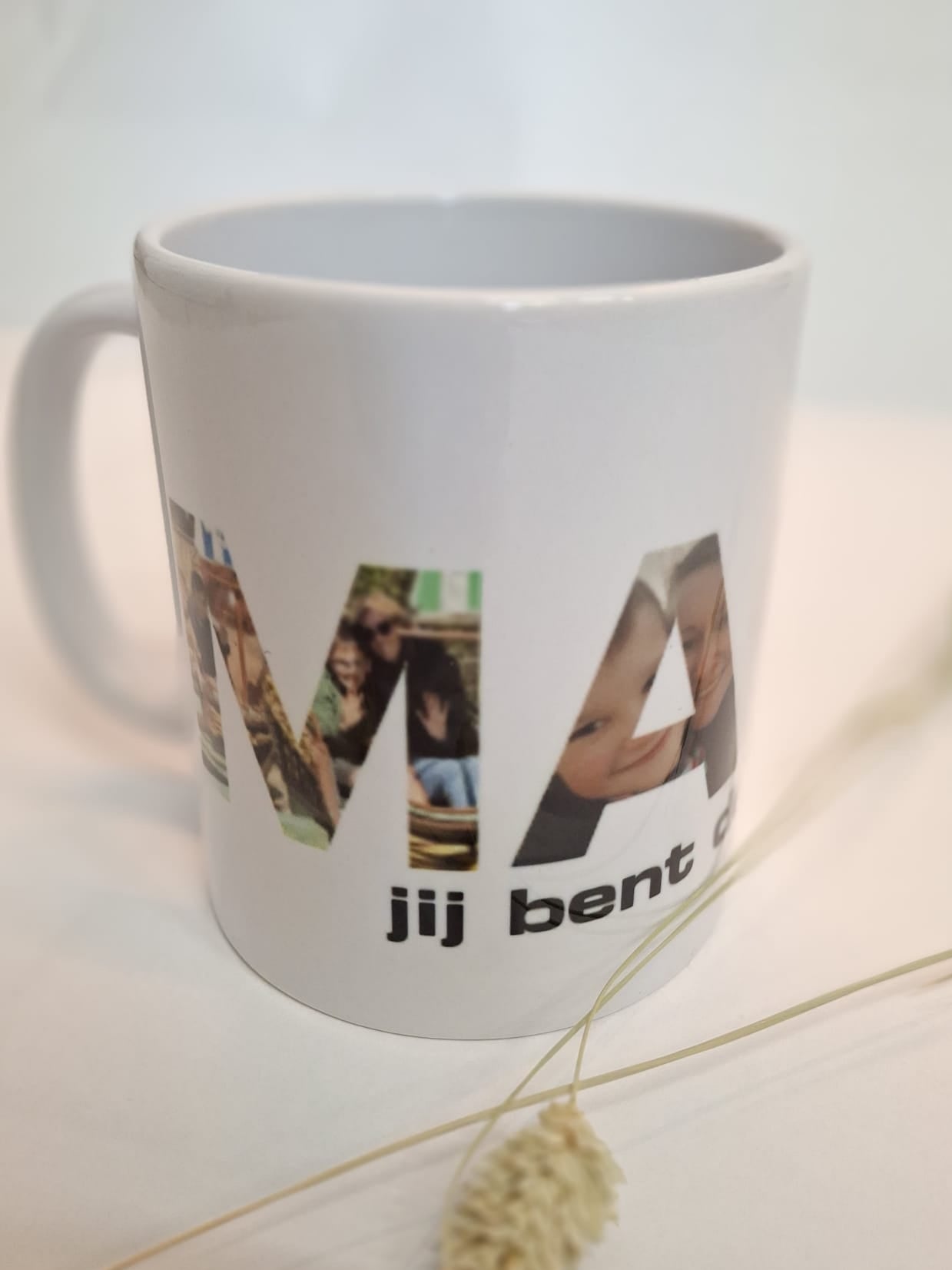 Mok met fotoletters